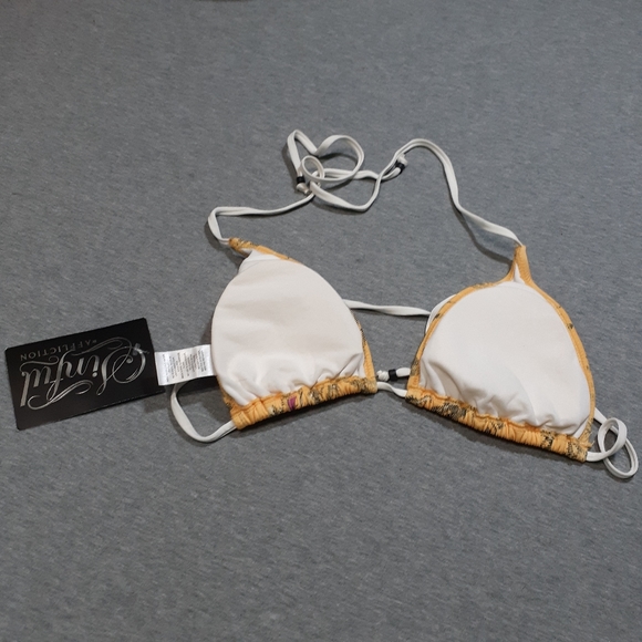 Sinful Rome Yellow Plaid Bikini Top Medium Yellow NWT - Picture 2 of 12